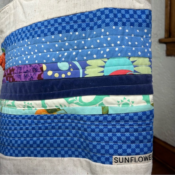 Boho Quilted And Stitched Canvas Art Deco Tote Bag - Picture 6 of 14